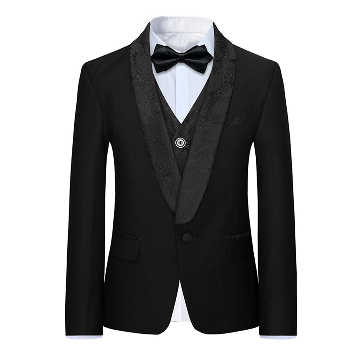 Youthup Boys 3Pce Formal Business Suits Paisley Blazer and Waistcoat and Pants