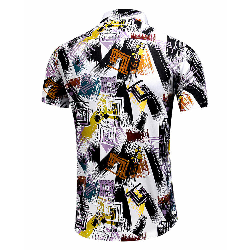 Youthup Mens Graffiti Painted Printed Hawaiian Beach Shirt