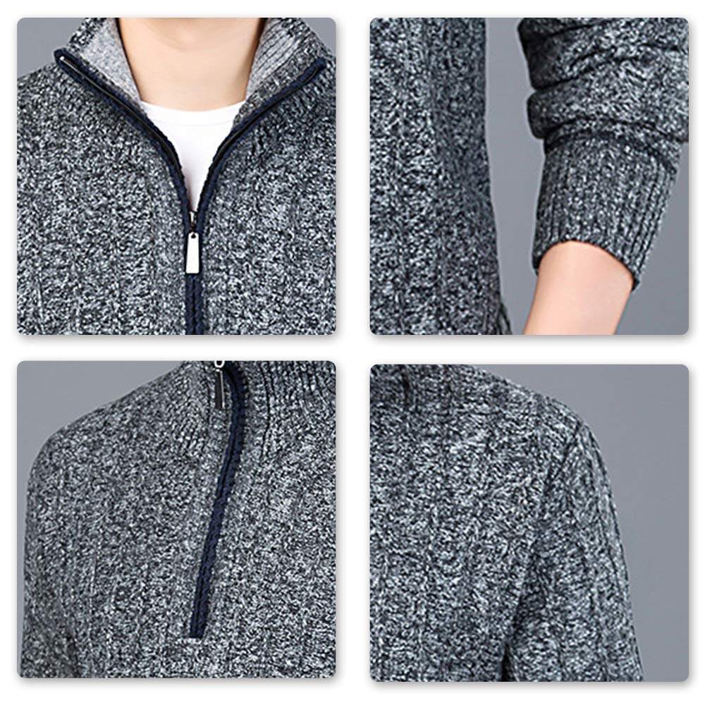 Youthup Mens Turtleneck Zipper Casual Plus Fleece Sweater