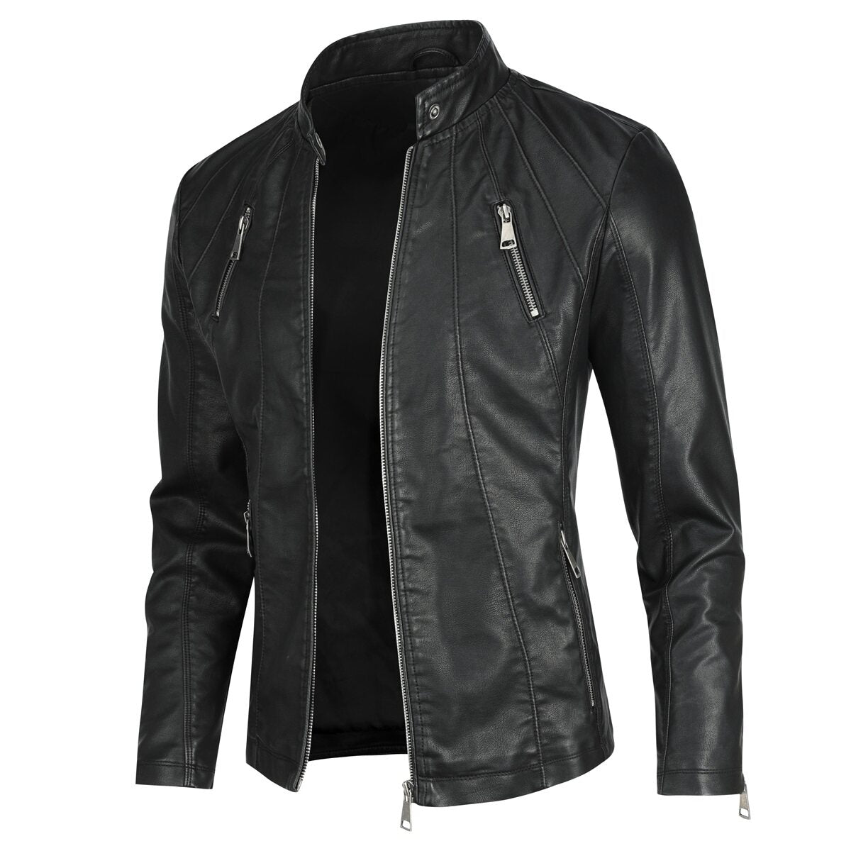 Youthup Mens Casual Soft Bomber Faux Leather Jacket