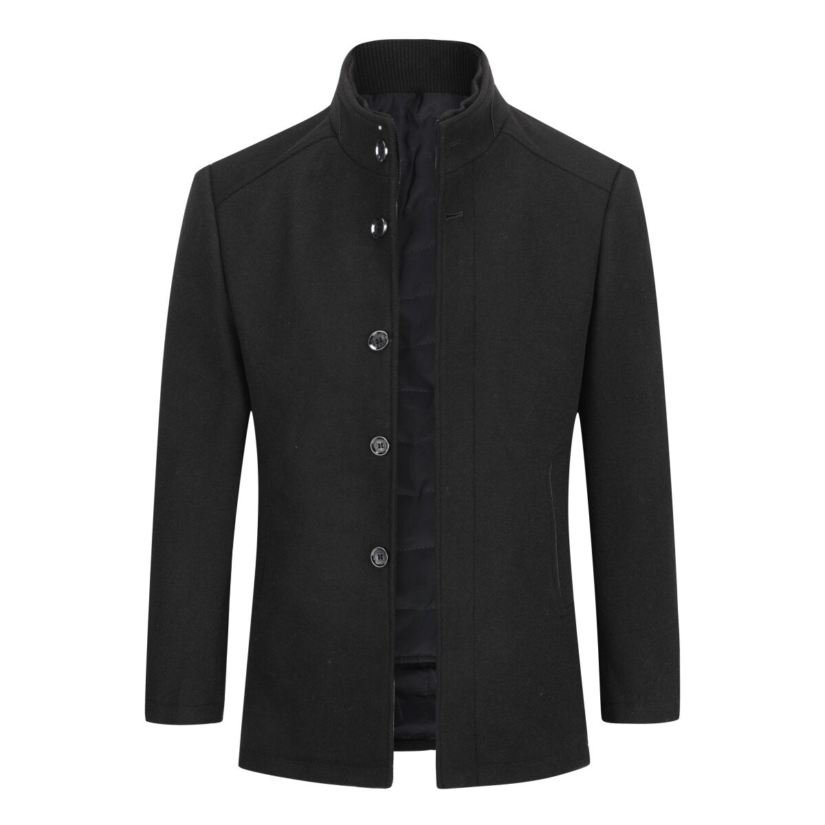 Youthup Mens Single Breasted Slim Fit Wool Coat And Thickened Vest