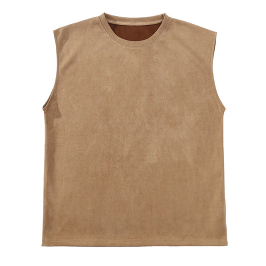Youthup Mens Lightweight Suede Vest Sleeveless Shirt