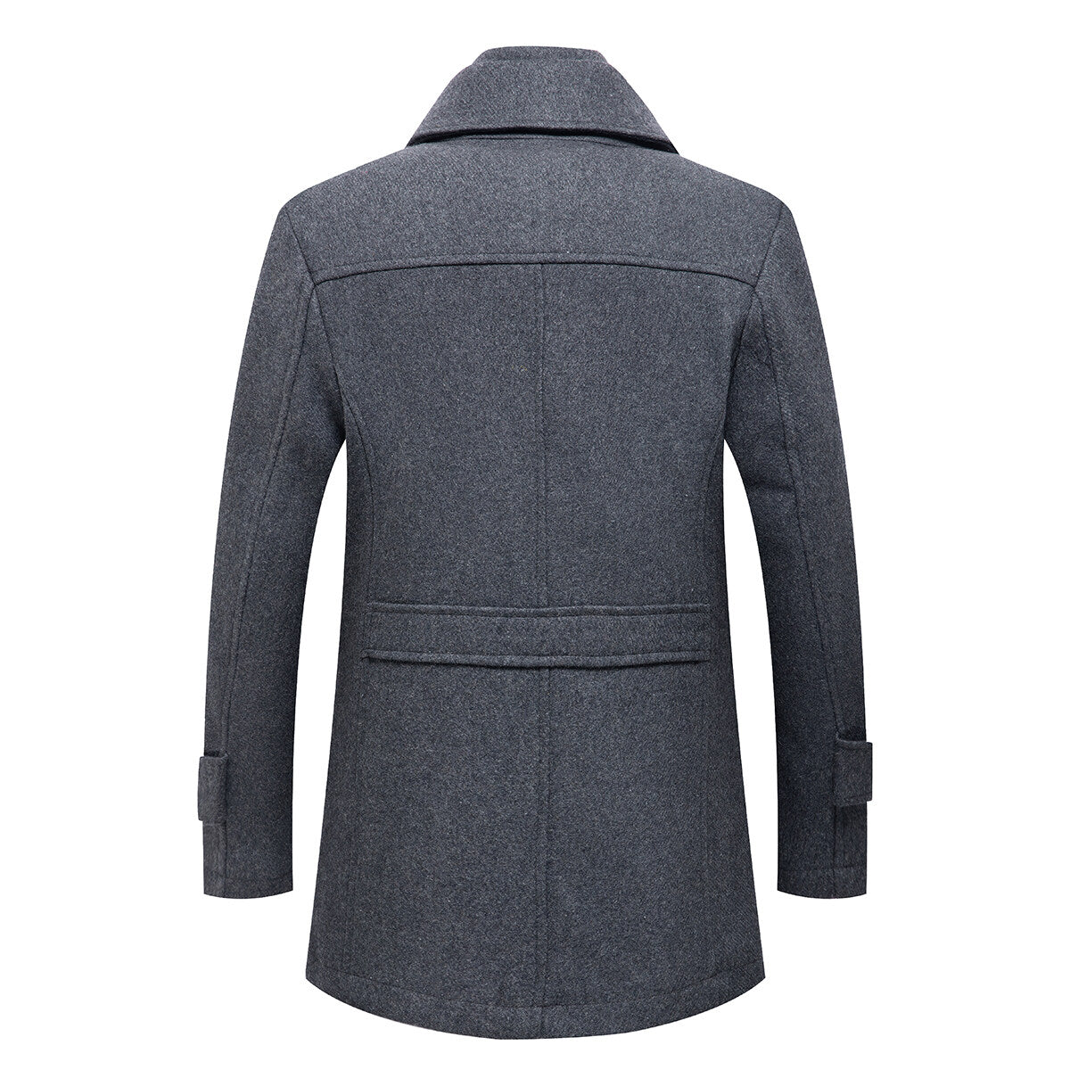 Youthup Mens Lapel Double Collar Slim Fit Wool Pea Coat