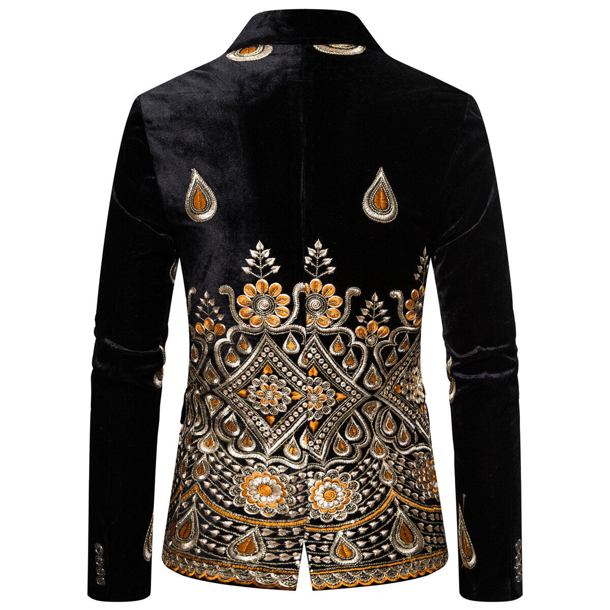 Youthup Mens Slim Fit Velvet Embroidery Party Evening Wedding Suit Blazer