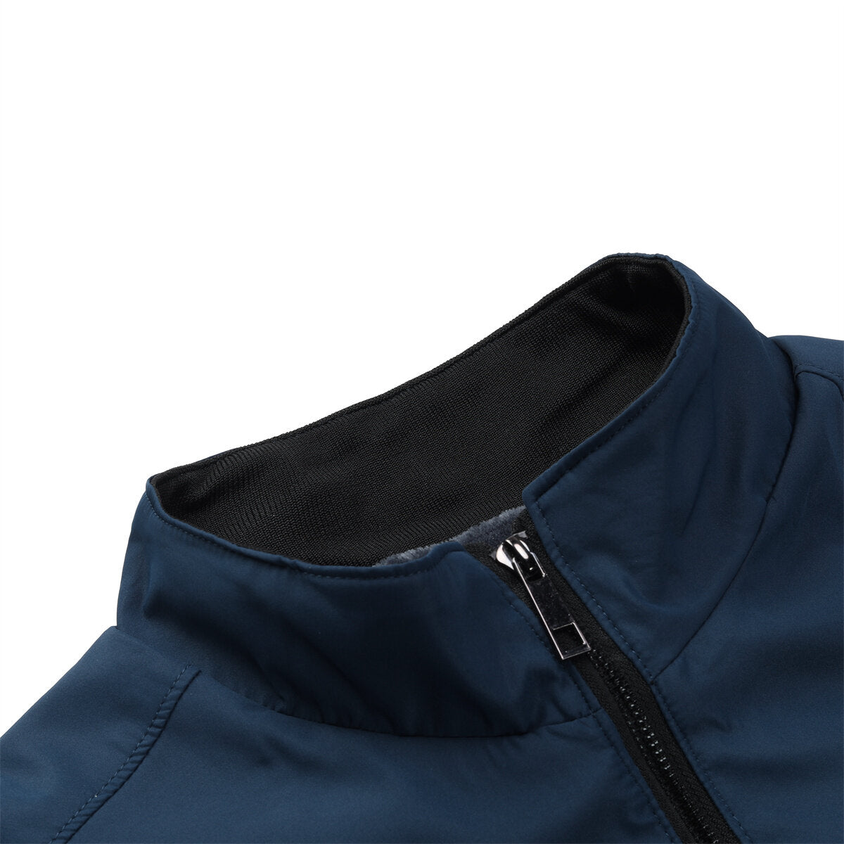 YOUTHUP Mens Fleece Thickened Jacket Solid Color Warm Stand Collar Zipper Coat