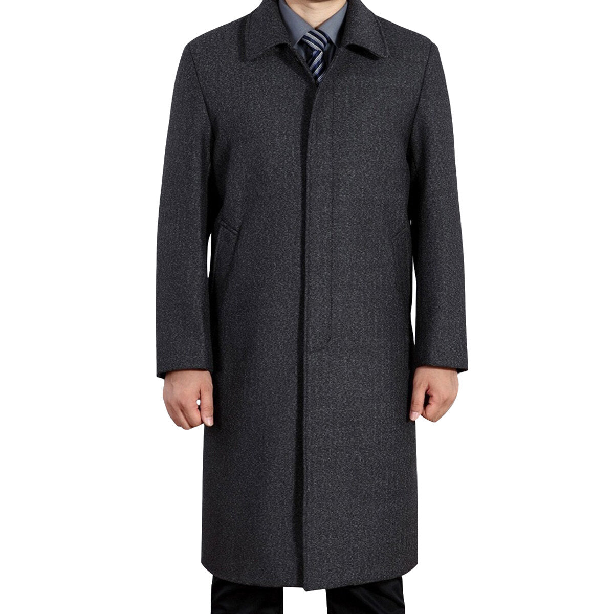 Youthup Mens Wool Blend Mid Length Coat