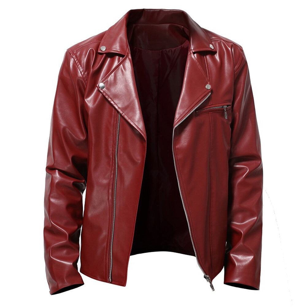 Youthup Mens Glossy Leather Jacket