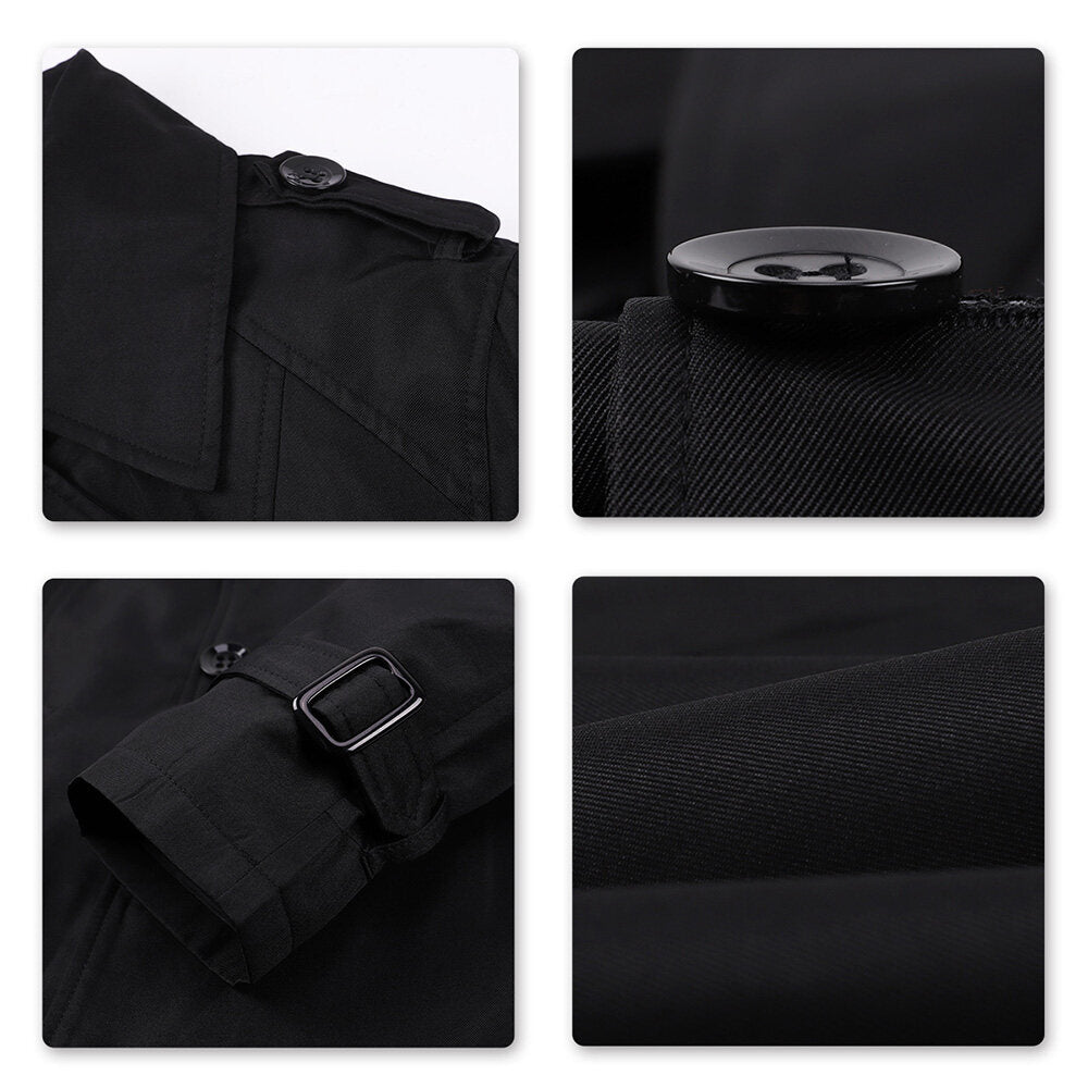 Youthup Mens Belted Windbreaker Slim Fit Trench Coat