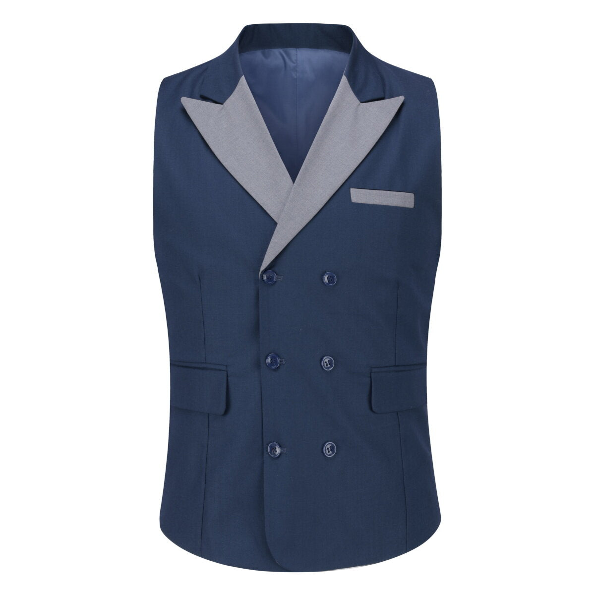 Youthup Mens Business Suit Vest Color Block Peak Collar Slim Fit Waistcoat