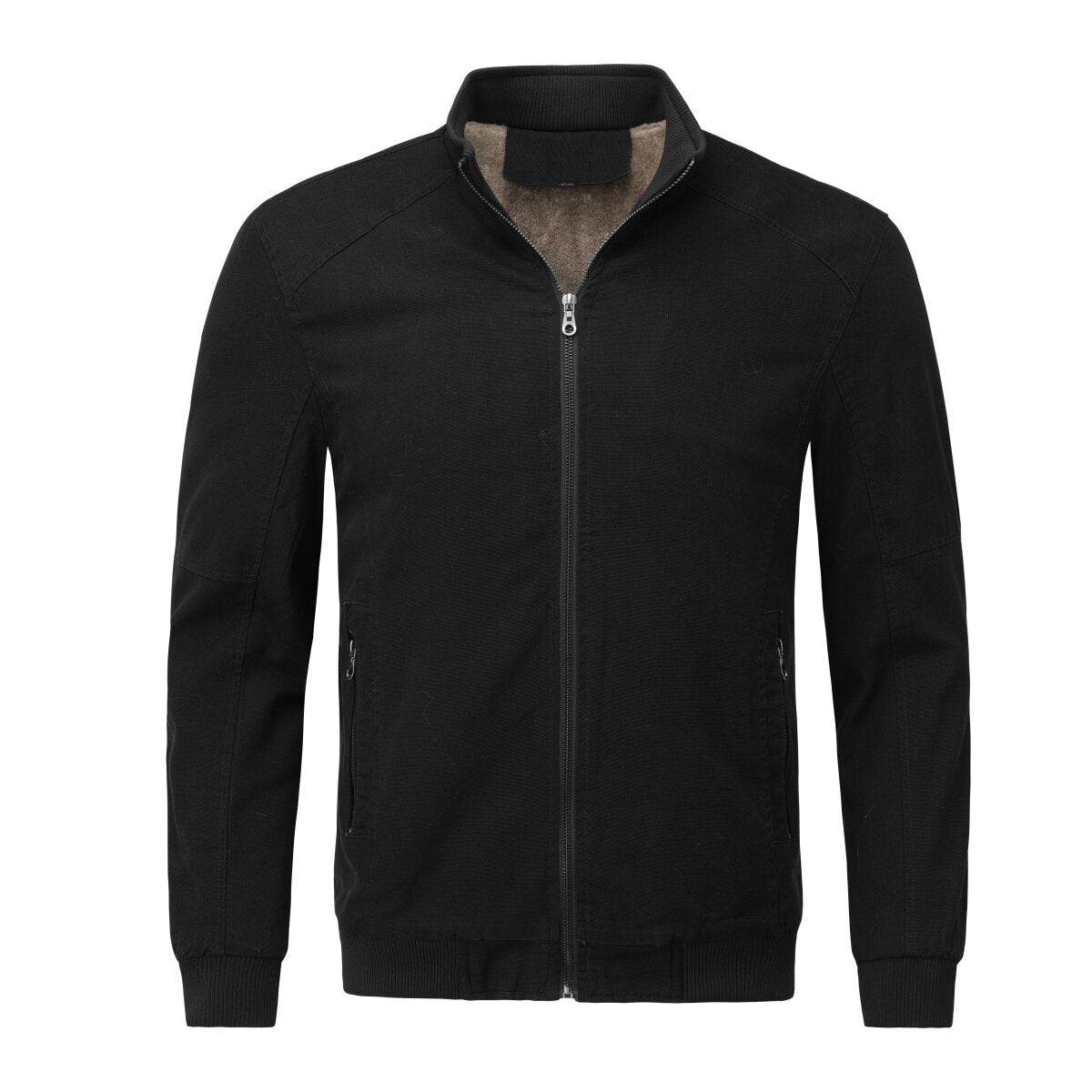 Youthup Mens Winter Stand Collar Plush Thickened Classic Zipper Jacket