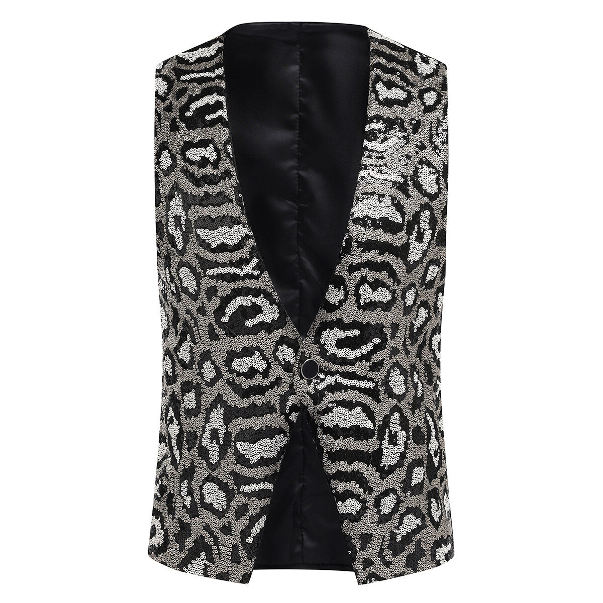 Youthup Mens Shiny Leopard Sequin Party Show Vest