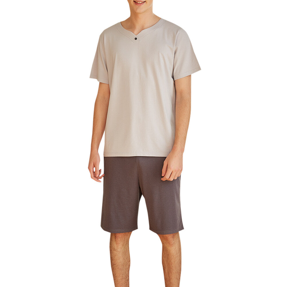 YOUTHUP Mens Homewear Lightweight Soft 2 Piece V Neck Short Pyjamas Set