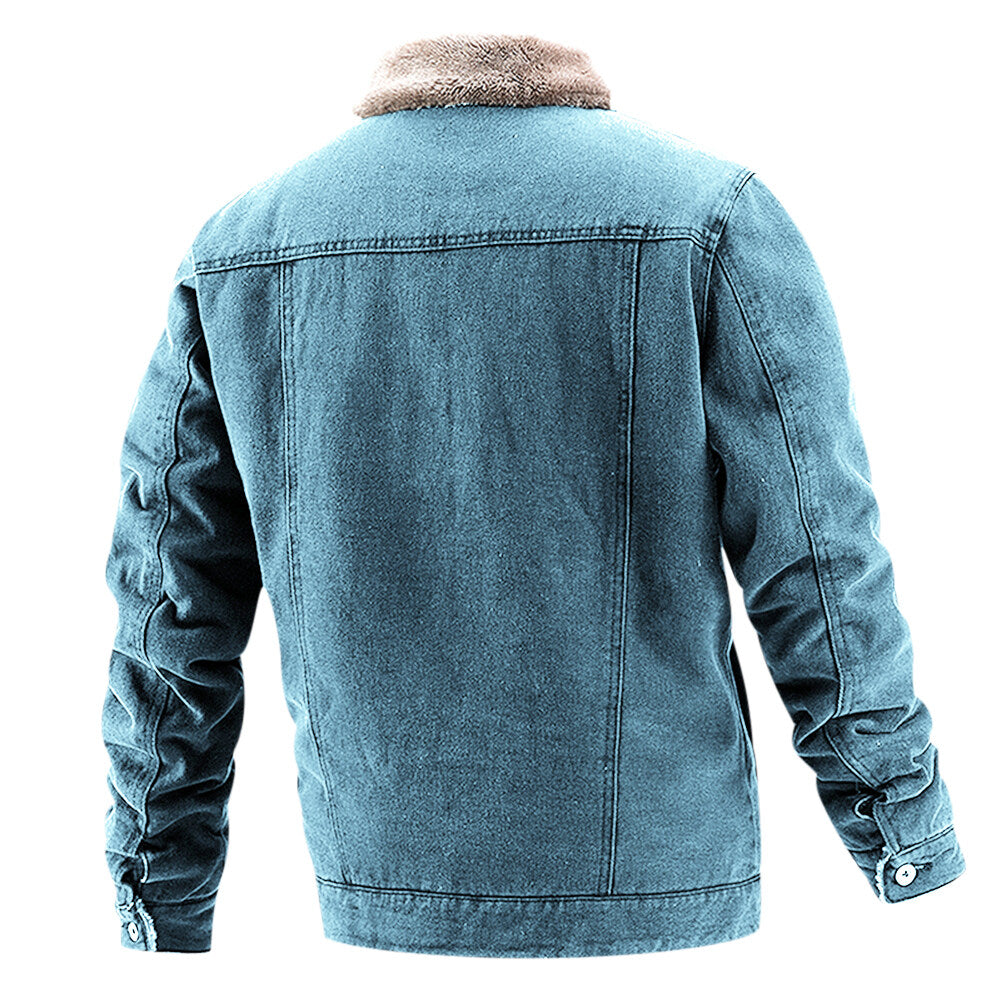 Youthup Mens Fleece Lined Coat Thick Denim Jacket