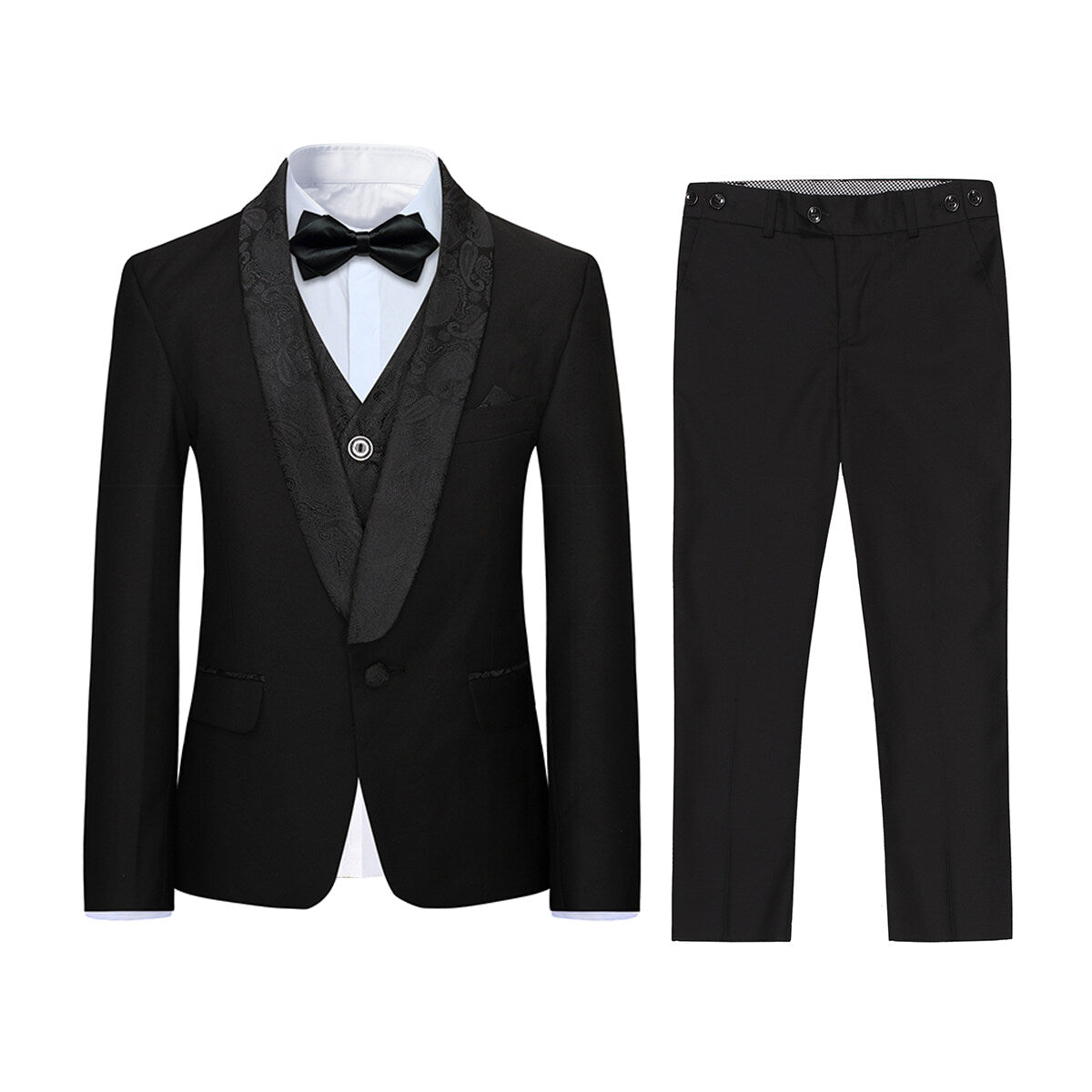 Youthup Boys 3Pce Formal Business Suits Paisley Blazer and Waistcoat and Pants