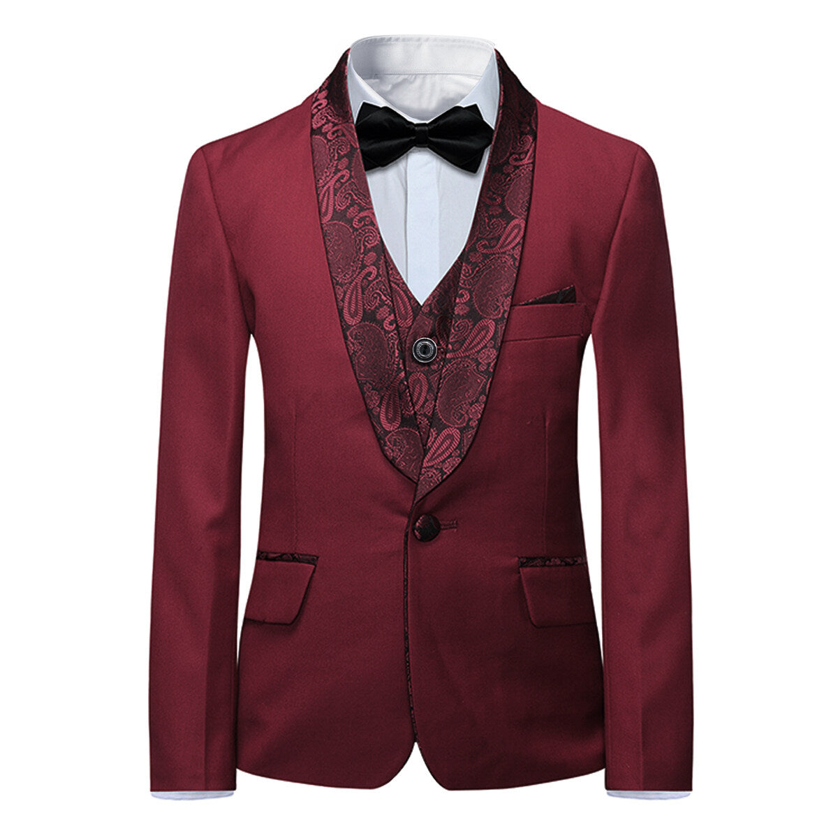 Youthup Boys 3Pce Formal Business Suits Paisley Blazer and Waistcoat and Pants