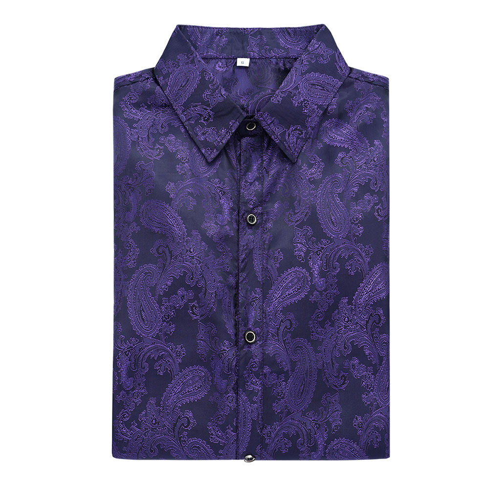 Youthup Mens Paisley Pattern Fitted Shirt