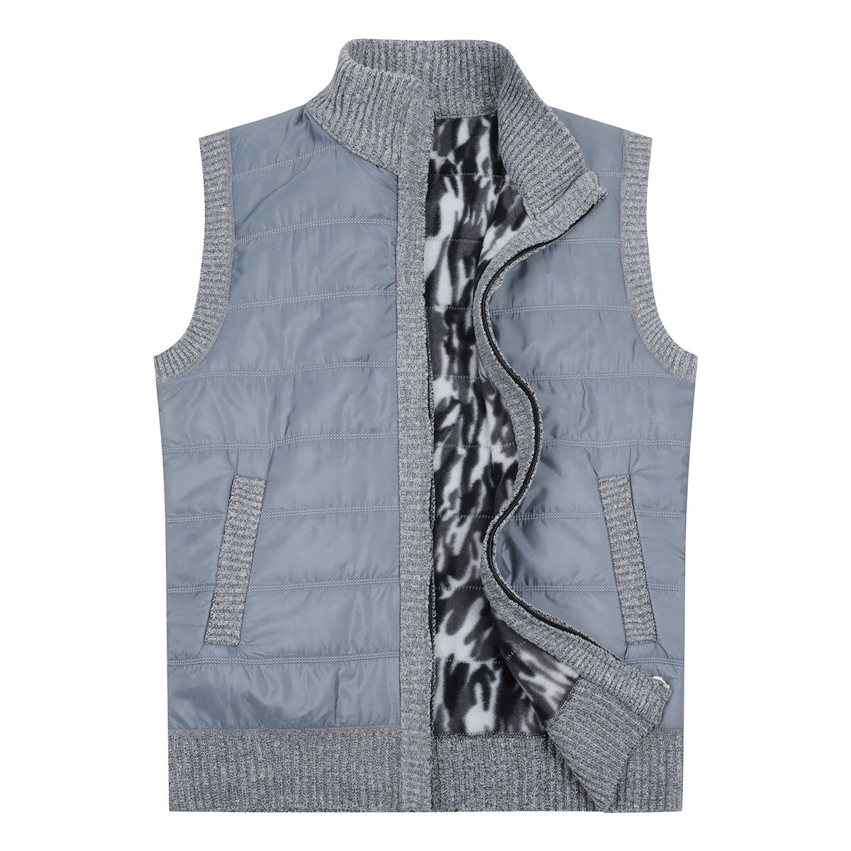 Youthup Mens Outdoor Sleeveless Jacket Fleece Leopard Lined Puffer Vest