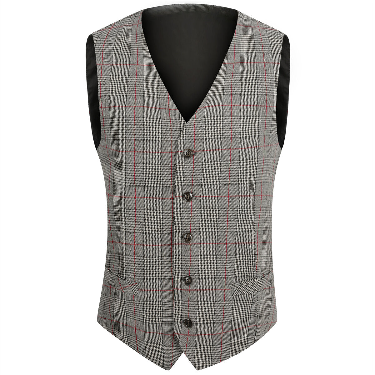Youthup Mens Plaid Suit Vest Business Slim Fit Formal Dress Waistcoat