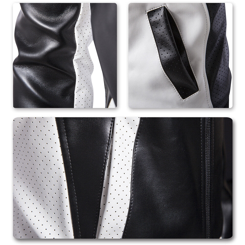 Youthup Mens Lightweight Motorcycle Leather Jacket