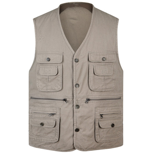 YOUTHUP Mens Outdoor Sports Vest Multi Pocket Solid Color Sleeveless Jacket for Hiking Camping