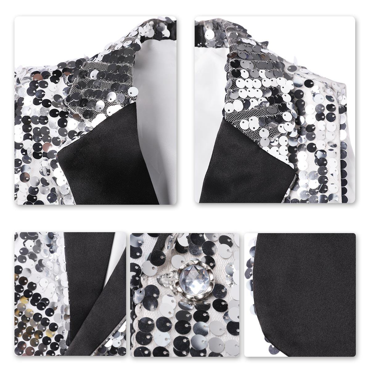 Youthup Mens Party Sequin Glitter Vest