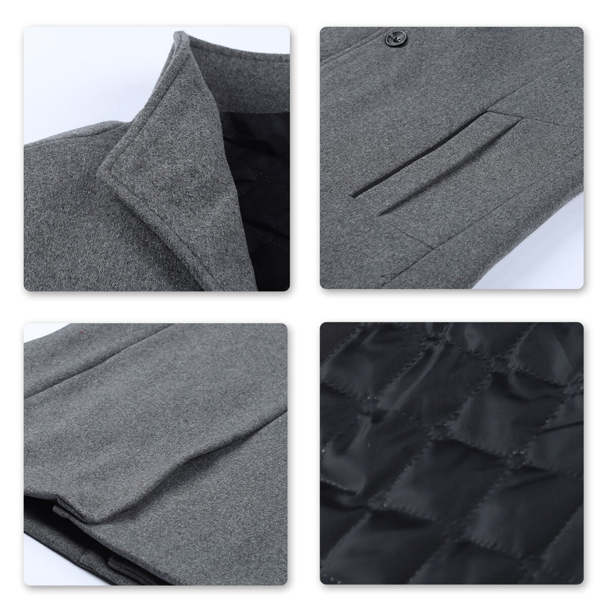Youthup Mens Wool Blend Casual Overcoat Single Breasted Coat