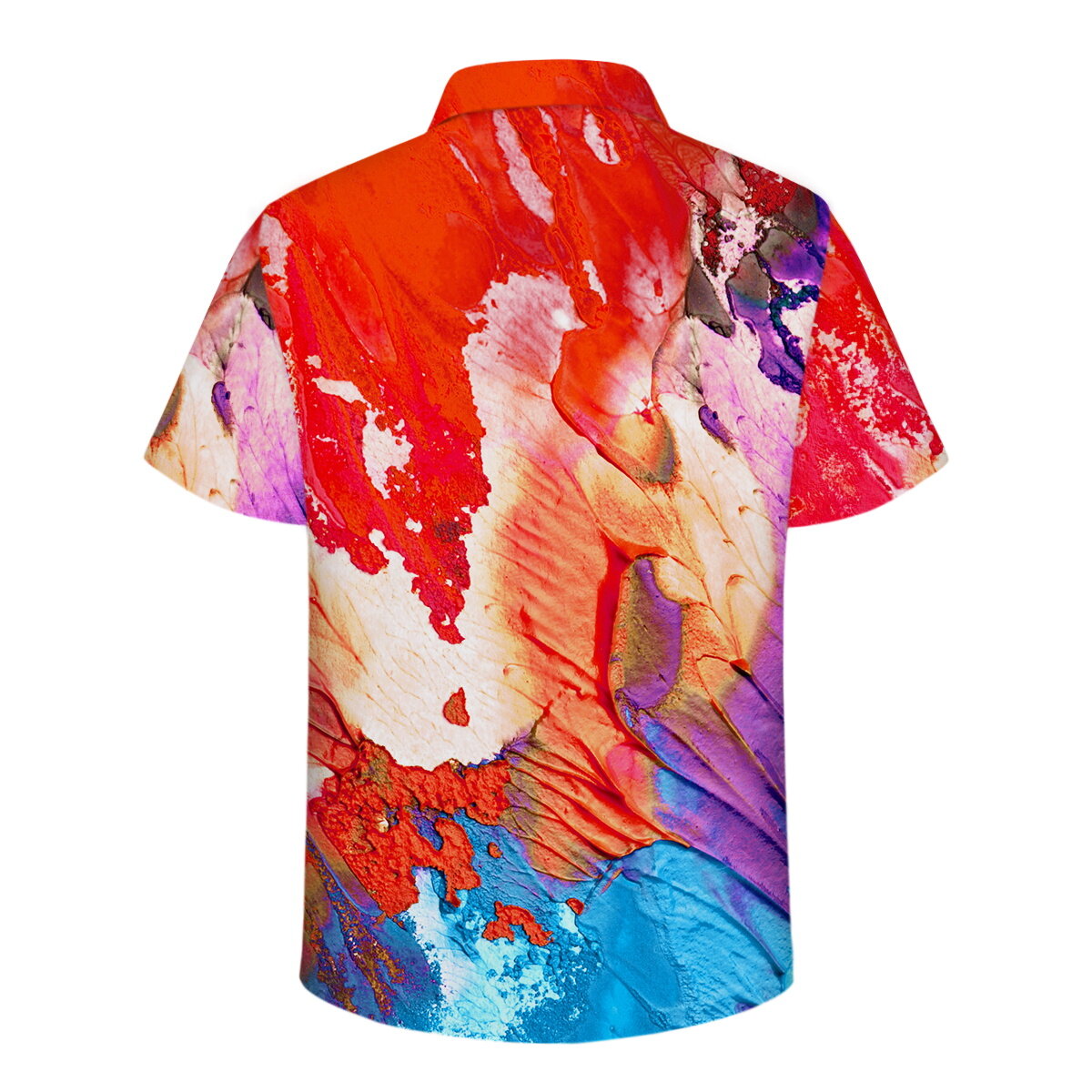 Youthup Mens Oil Paint Inkjet Short Sleeve Shirt