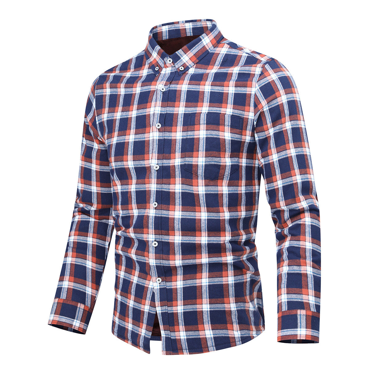 Youthup Mens Casual Striped Plush Colorblock Shirts