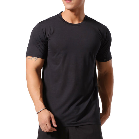 YOUTHUP Mens Sports T-Shirt Quick Dry Round Neck Solid Color Stretch Short Sleeve