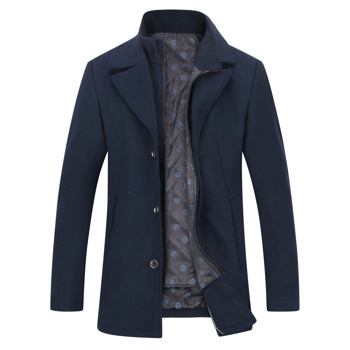 YOUTHUP Mens Wool Coat with Removable Gilet Slim Fit Winter Casual Outwear