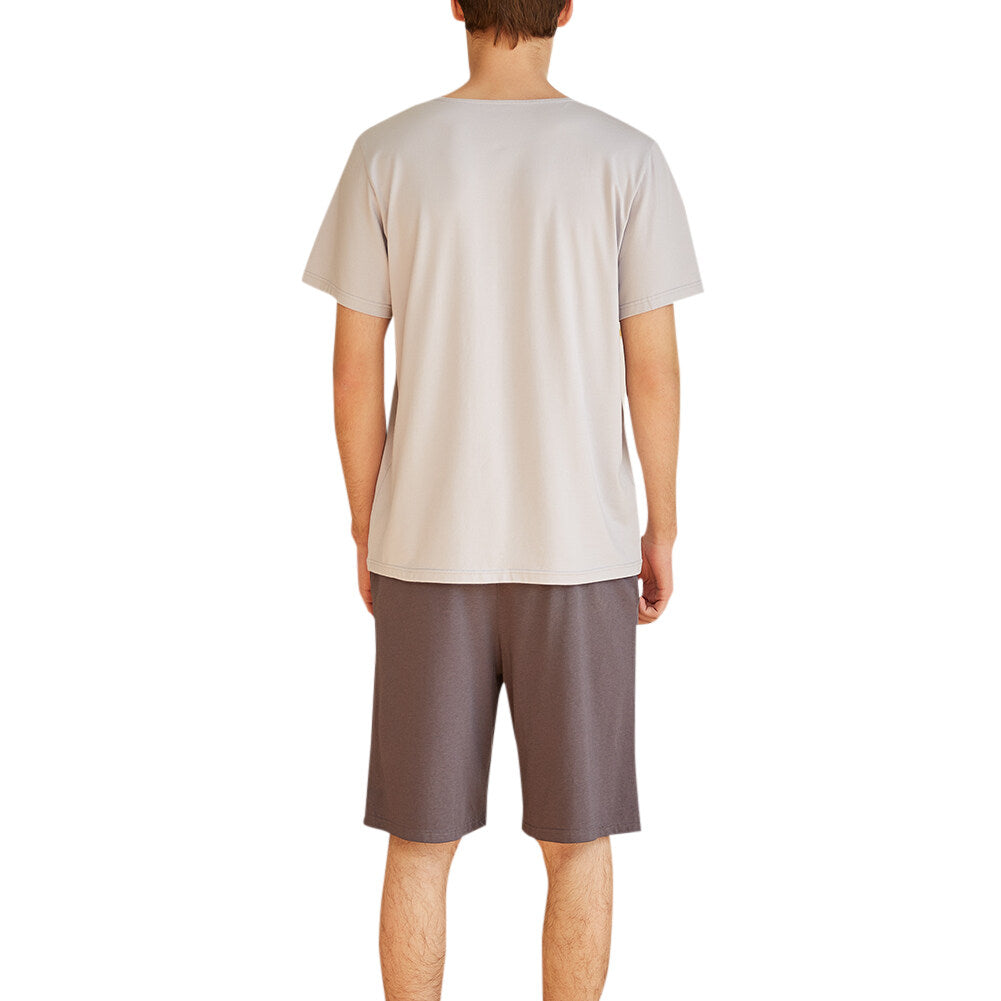 YOUTHUP Mens Homewear Lightweight Soft 2 Piece V Neck Short Pyjamas Set