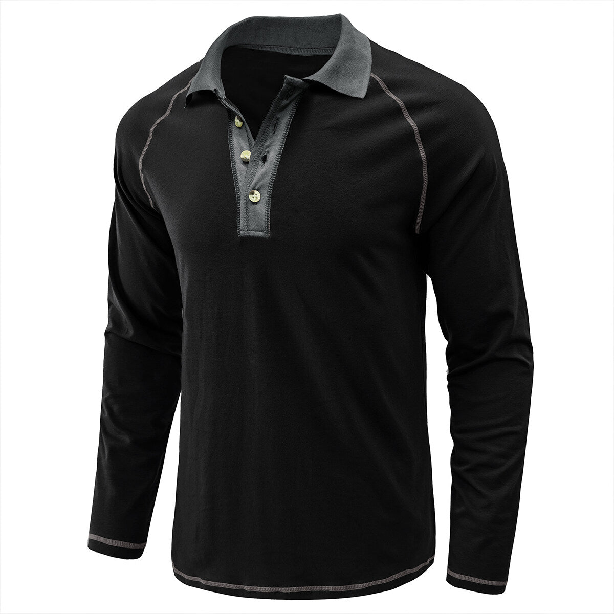 YOUTHUP Mens Casual POLO Spring Long Sleeves Contrasting Color Golf T-Shirt