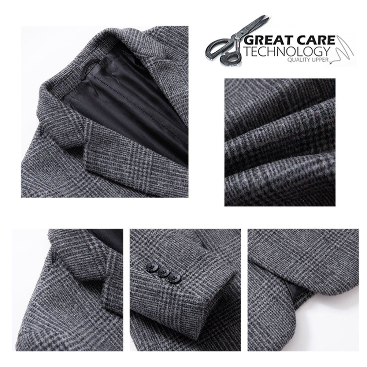 Youthup Mens Slim Fit Wool Jacket Thick Cashmere Suit Blazer
