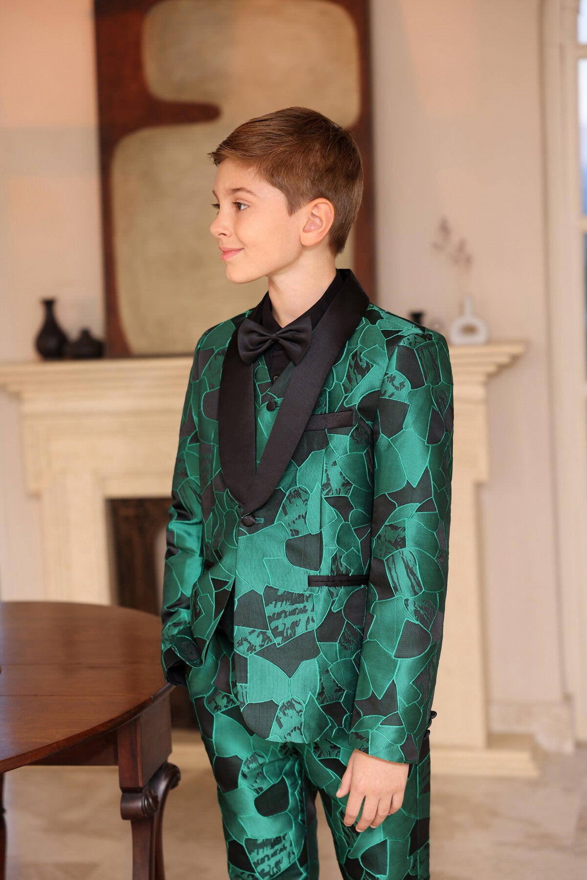 Youthup Boys 3Pce Suit Formal Evening Dress Jacquard Blazer Vest Pants