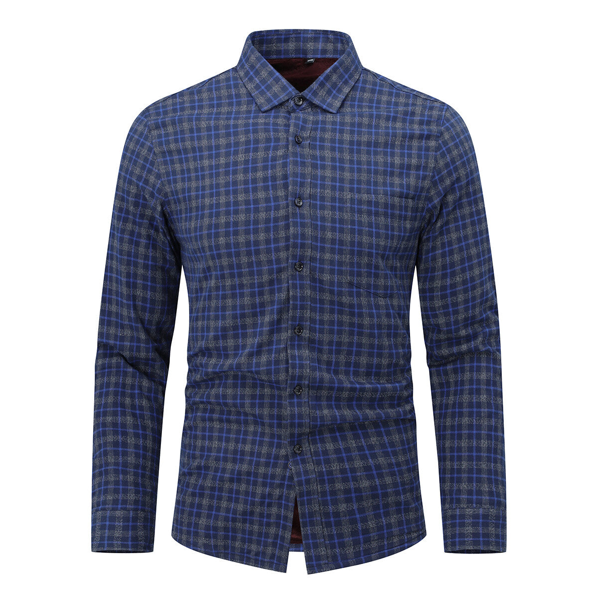 Youthup Mens Plus Fleece Pocket Casual Long Sleeves Color Block Shirt