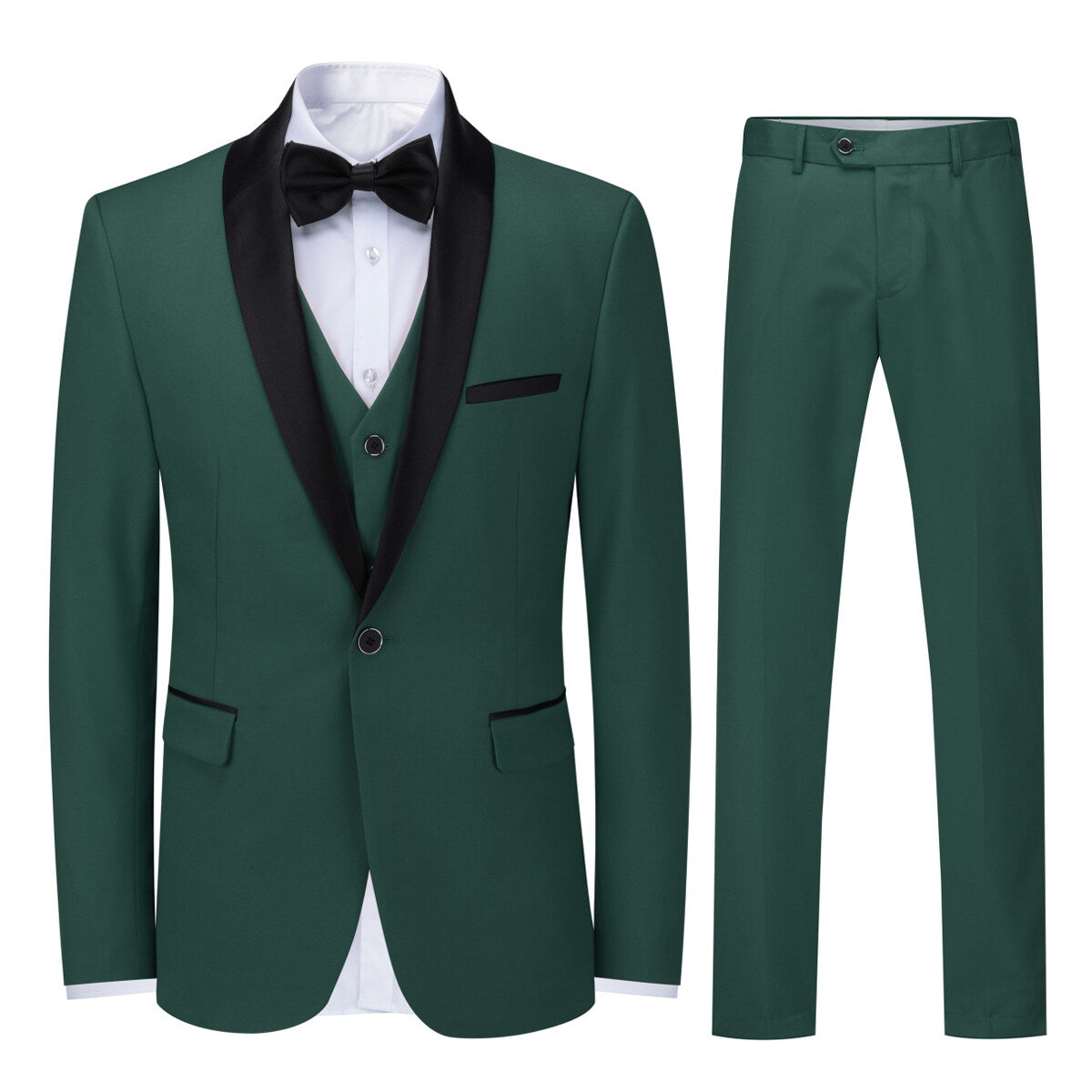 YOUTHUP Mens 3Pce Wedding Banquet Business Suit Slim Fit Blazer and Vest and Pants