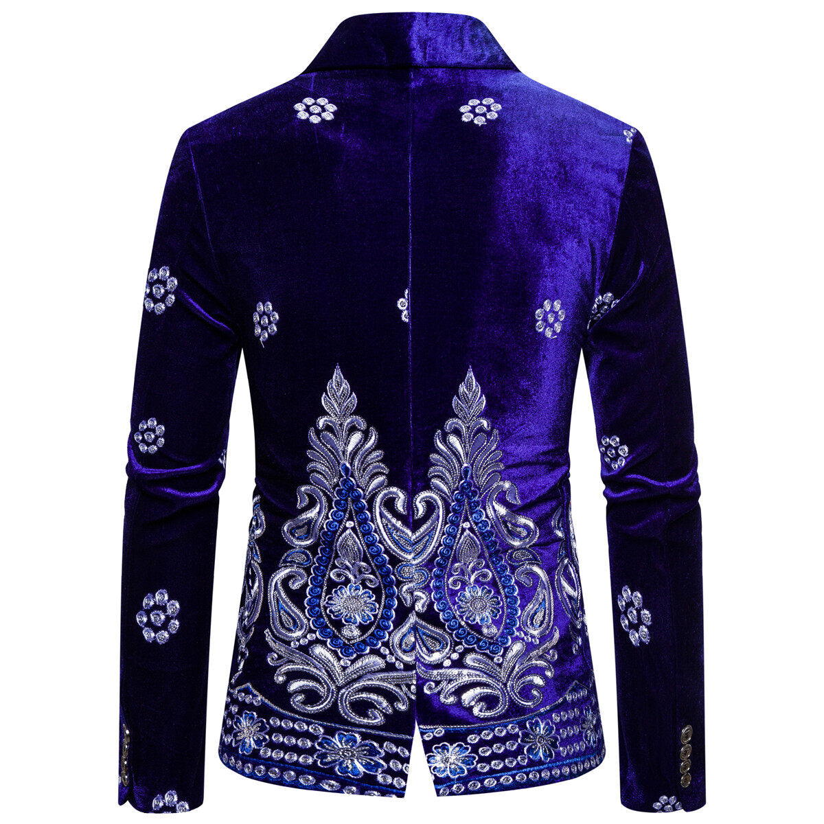 Youthup Mens Velvet Embroidered Jacket Show Party Evening Suit Blazer
