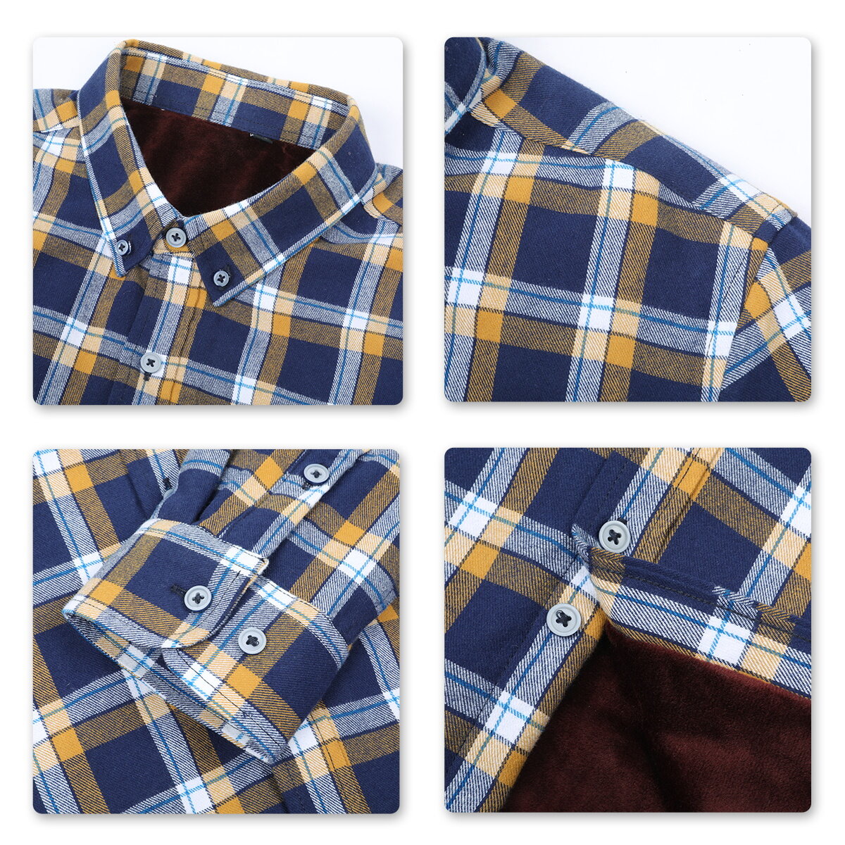 Youthup Mens Casual Striped Plush Colorblock Shirts