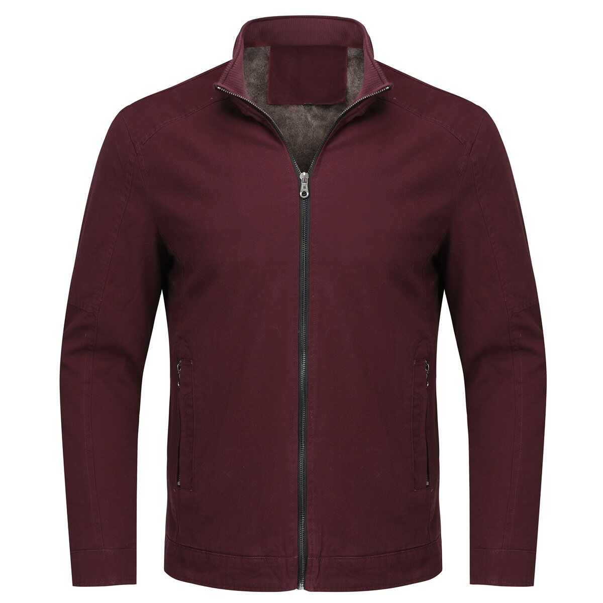 Youthup Mens Thickened Interior Plush Casual Zip Jacket
