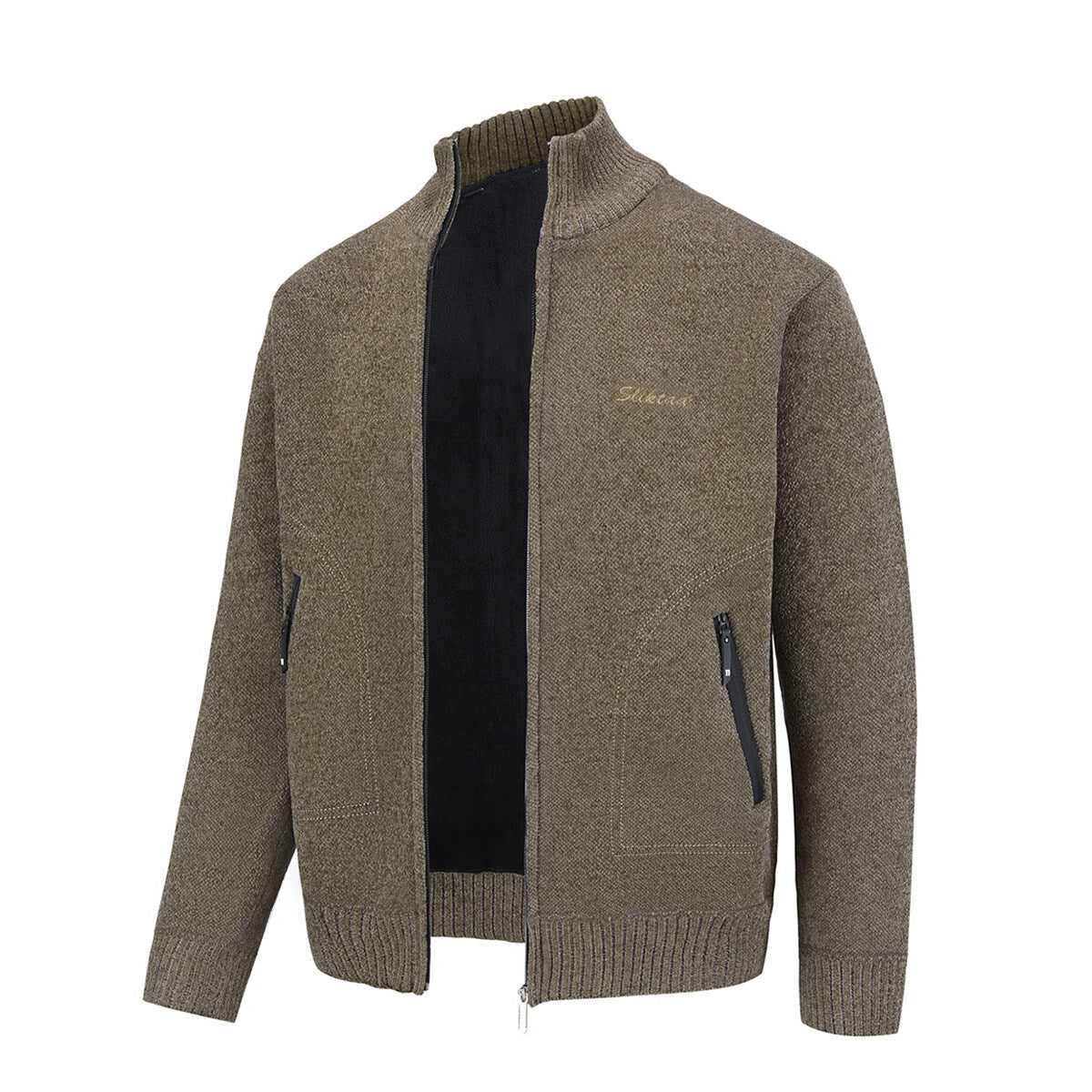 Youthup Mens Stand Collar Knitted Sweatshirt Casual Cardigan