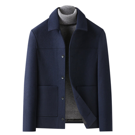 Youthup Mens Lapel Slim Fit Short Wool Coat