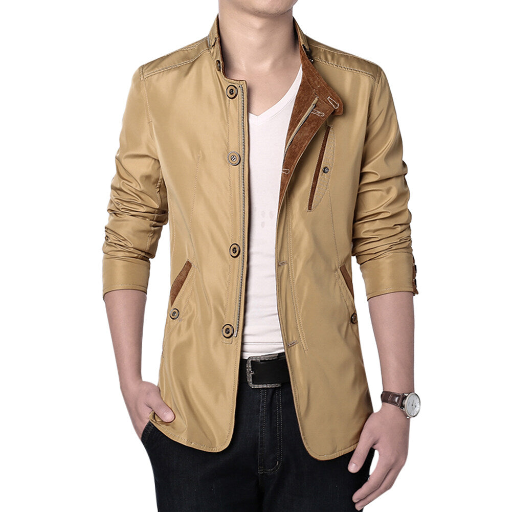 Youthup Mens Slim Fit Button Zip Waterproof Bomber Jacket