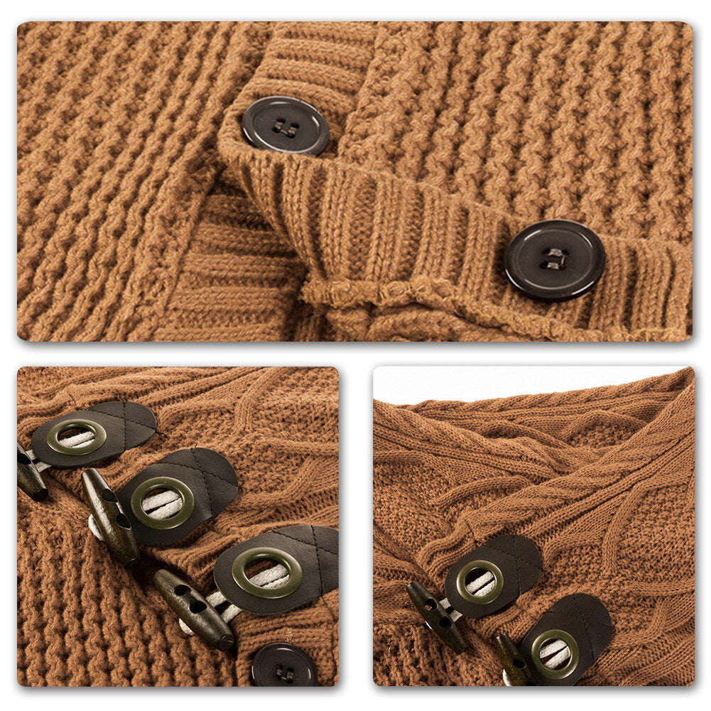 Youthup Mens Knitted Jacket Turtleneck Cardigan Sweaters