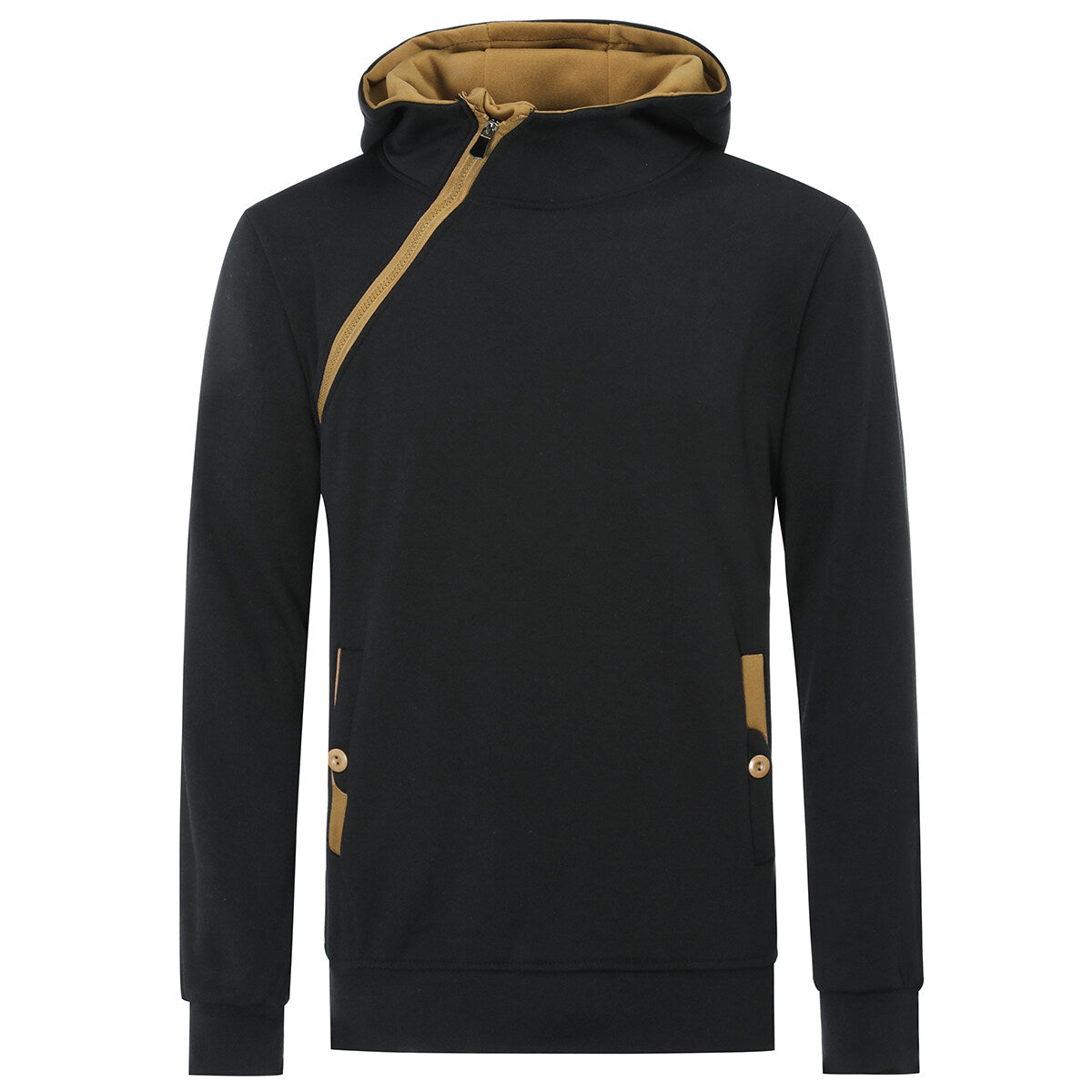 Youthup Mens Diagonal Zip Hooded Pullover