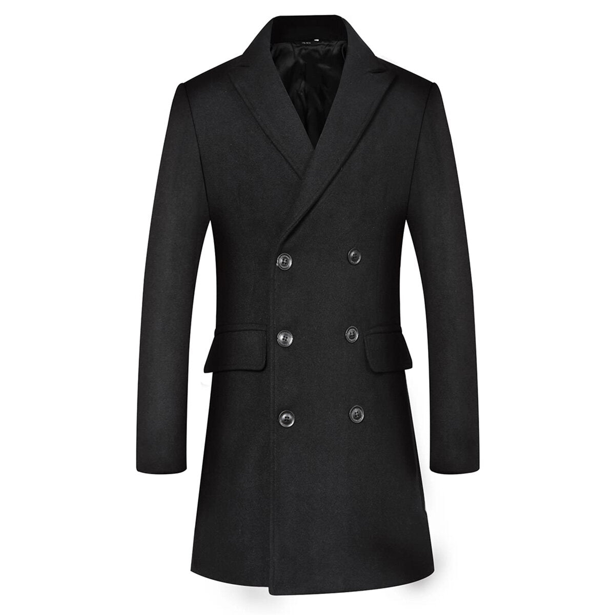 Youthup Mens Classic Trench Coat Double Breasted Wool Overcoat
