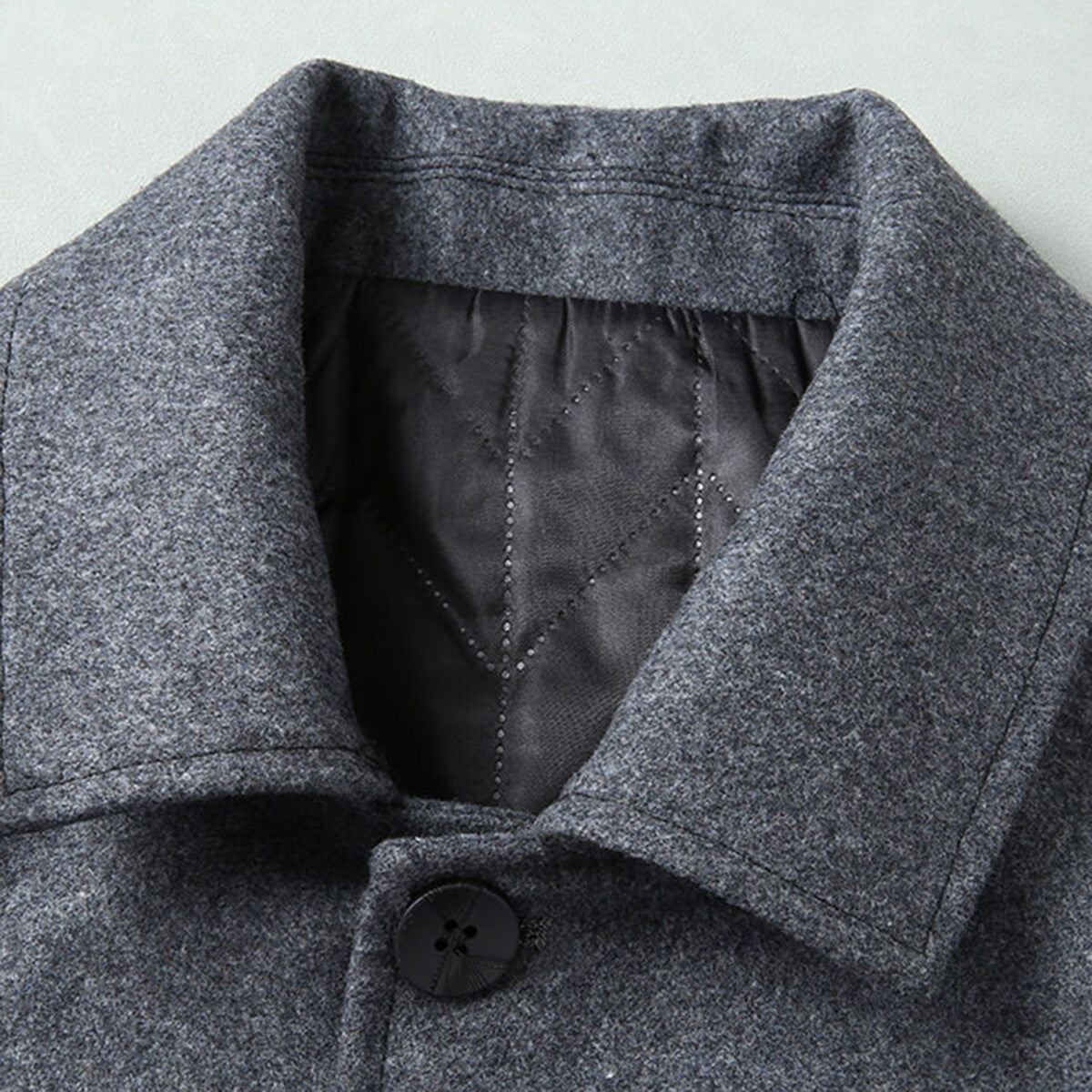 Youthup Mens Lapel Slim Fit Short Wool Coat