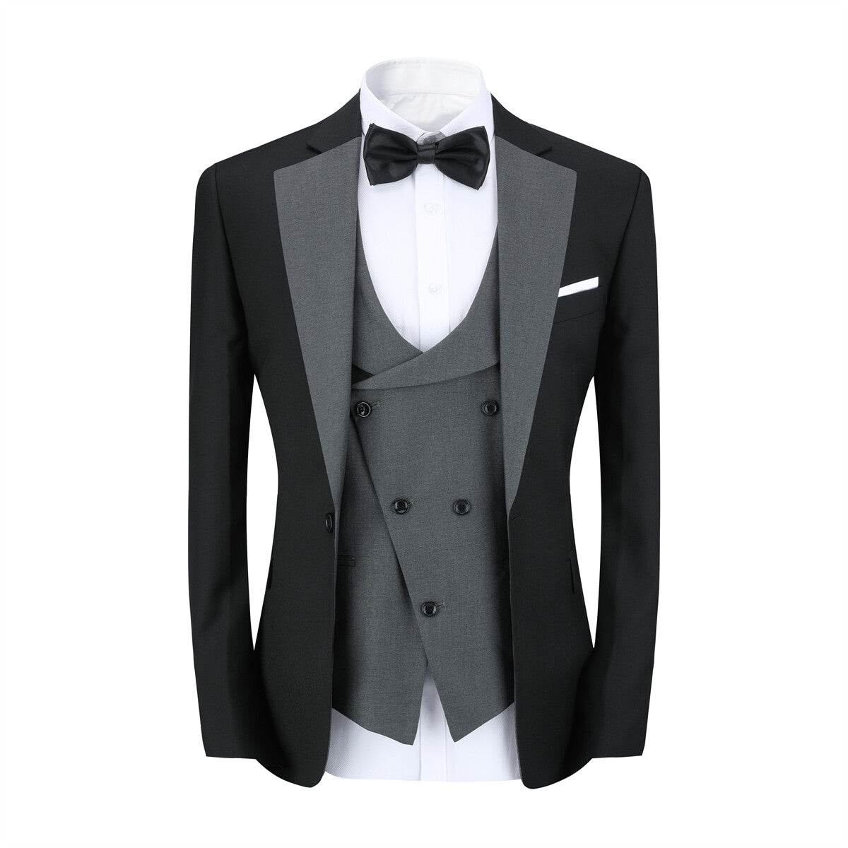 Youthup Mens 3Pce ColorBlock Dress Suits Wedding Blazer and Vest and Pants