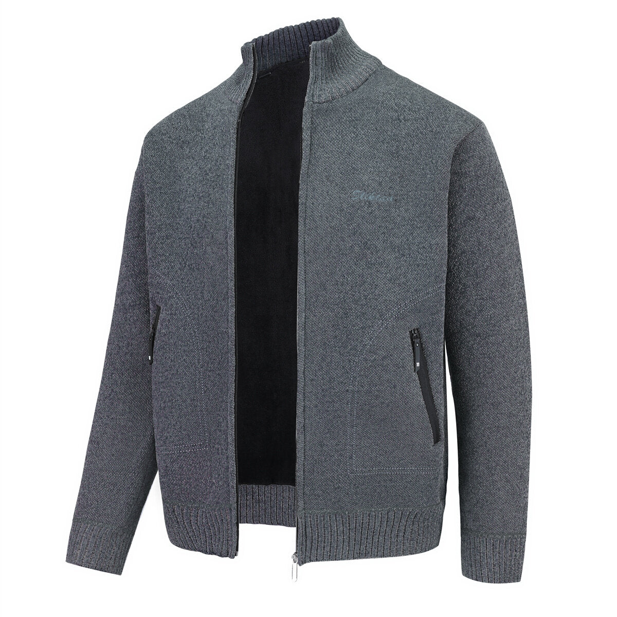 Youthup Mens Stand Collar Knitted Sweatshirt Casual Cardigan
