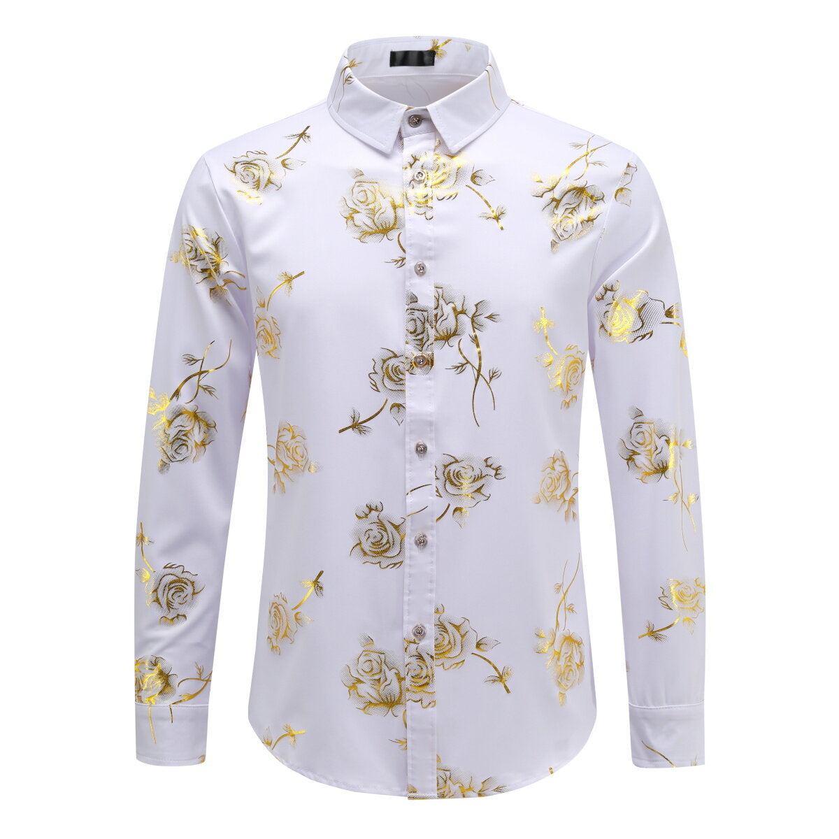 Youthup Mens Rose Foil Stamping Casual Shirt