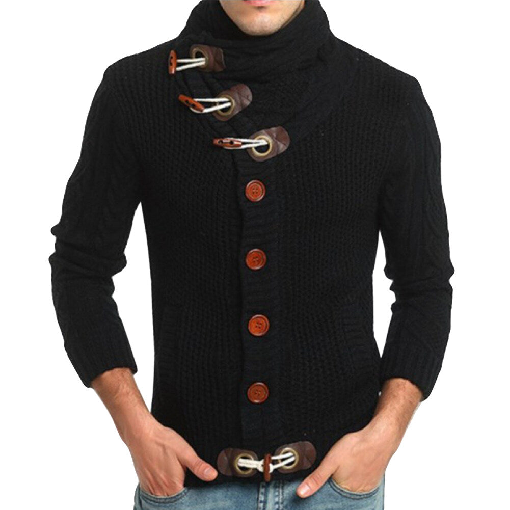 Youthup Mens Knitted Jacket Turtleneck Cardigan Sweaters